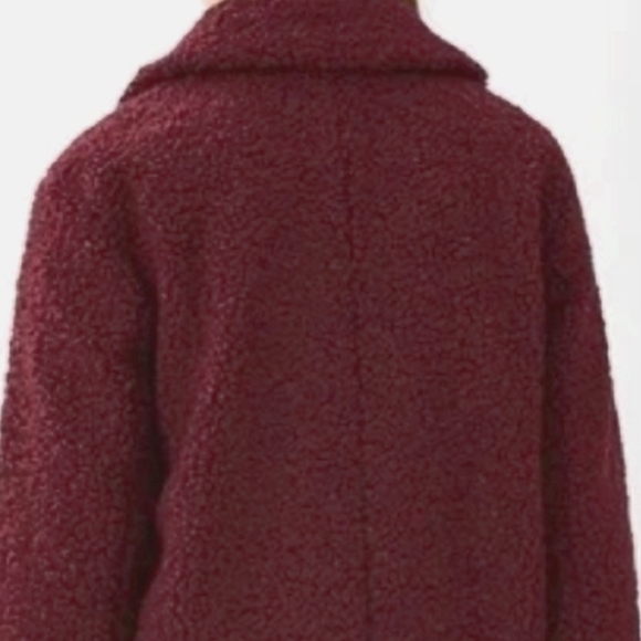 NEW! ANN TAYLOR LOFT Textured Sherpa Berry Double Breasted Coat Medium Tall. - Picture 2 of 9